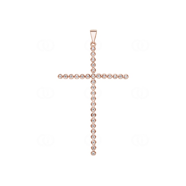 Cross Pendant 750/18 K Rose Gold with Diamonds 0.20 ct H/si - AN-22979-RG