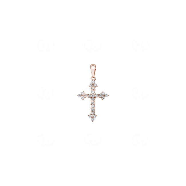 Cross Pendant 750/18 K Rose Gold with Diamonds 0.24 ct H/si - AN-18028-RG