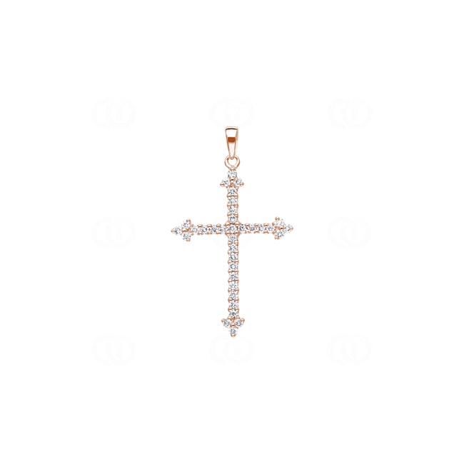 Cross Pendant 750/18 K Rose Gold with Diamonds 0.26 ct H/si - AN-31178-RG
