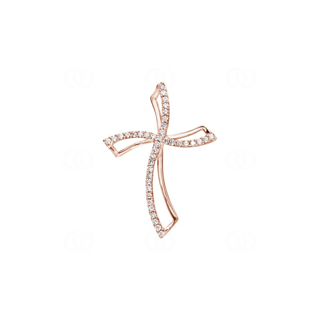 Cross Pendant 750/18 K Rose Gold with Diamonds 0.31 ct H/si - AN-35164-RG