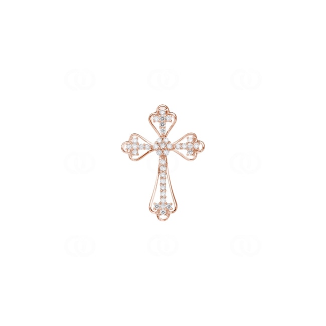 Cross Pendant 750/18 K Rose Gold with Diamonds 0.36 ct H/si - AN-44570-RG