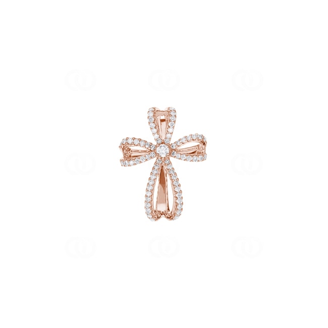 Kreuzanhänger 750/18 K Roségold mit Diamanten 0.41 ct H/si - AN-44547-RG