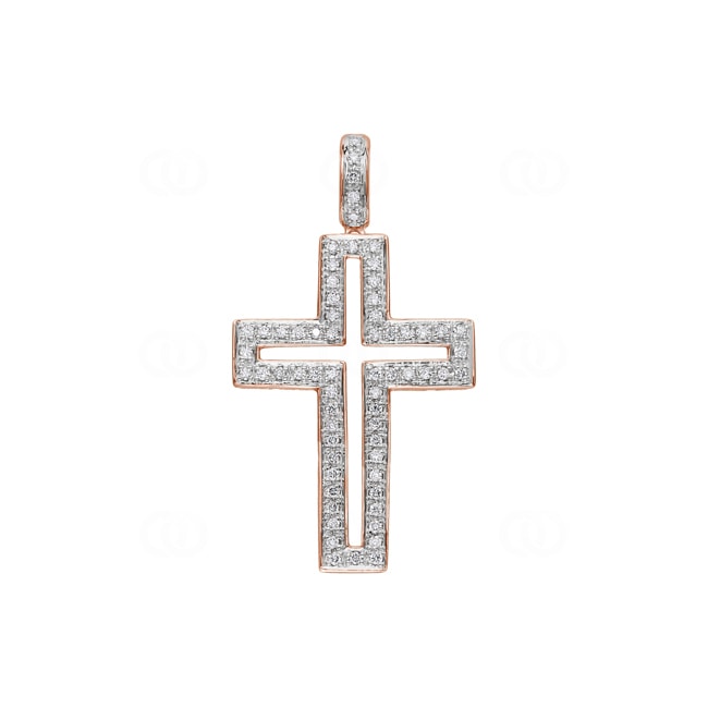 Kreuzanhänger 750/18 K Roségold mit Diamanten 0.44 ct H/si - AN-30184-RG