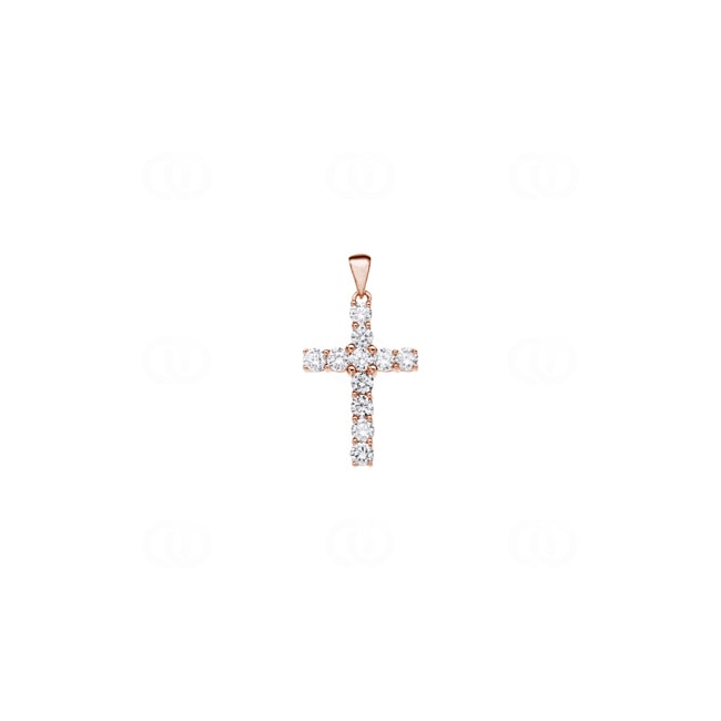 Pendentif croix or rosé 750/18 ct avec diamants 0.65ct H/si - AN-22910-RG