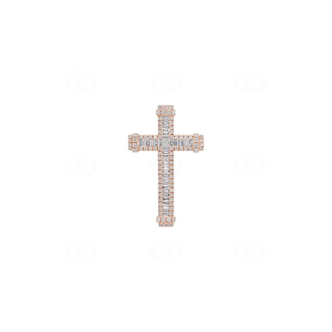 Kreuzanhänger 750/18 K Roségold mit Diamanten 0.87 ct H/si - AN-118312-RG