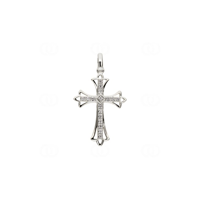 Pendentif croix or gris 750/18 ct avec diamants 0.05 ct H/si - AN-56691-WG
