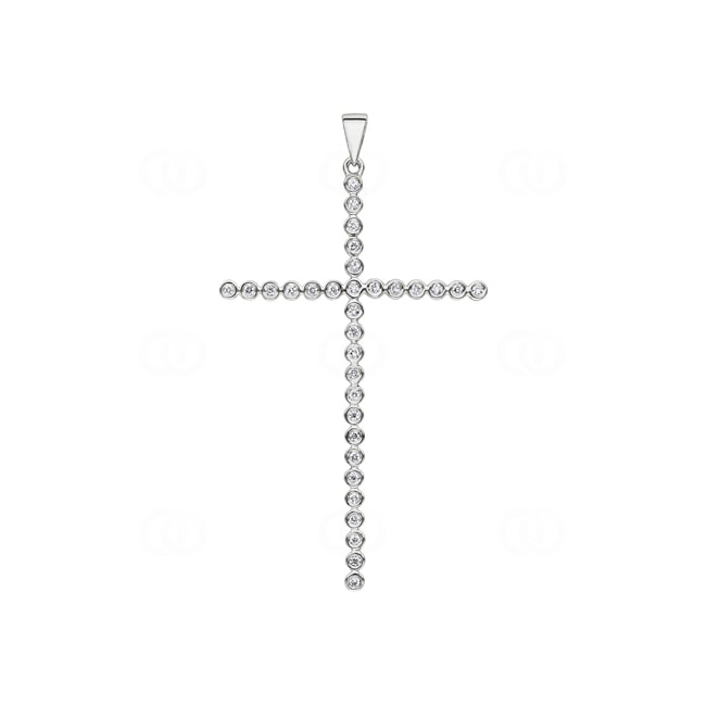 Cross Pendant 750/18 K White Gold with Diamonds 0.20 ct H/si - AN-22979-WG