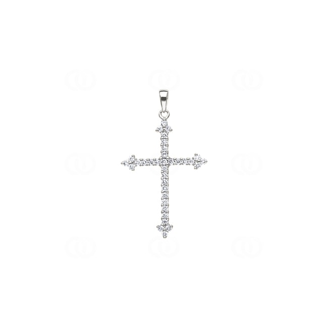 Cross Pendant 750/18 K White Gold with Diamonds 0.26 ct H/si - AN-31178-WG