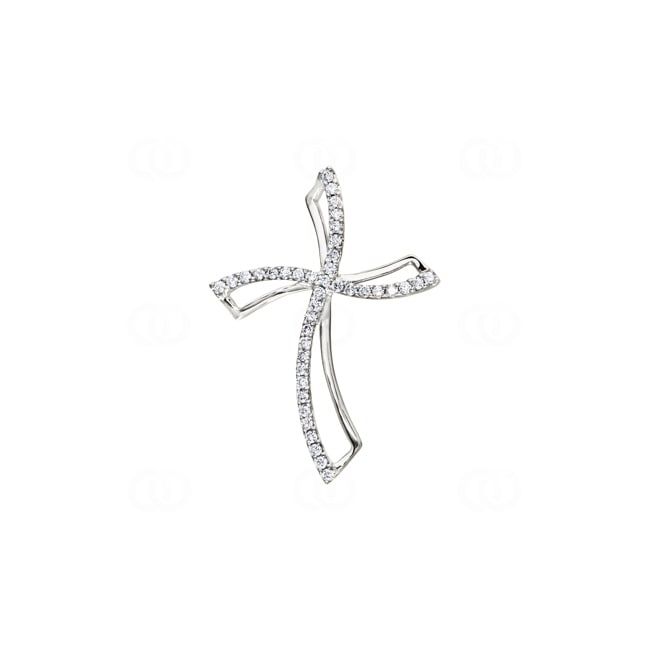 Cross Pendant 750/18 K White Gold with Diamonds 0.31 ct H/si - AN-35164-WG