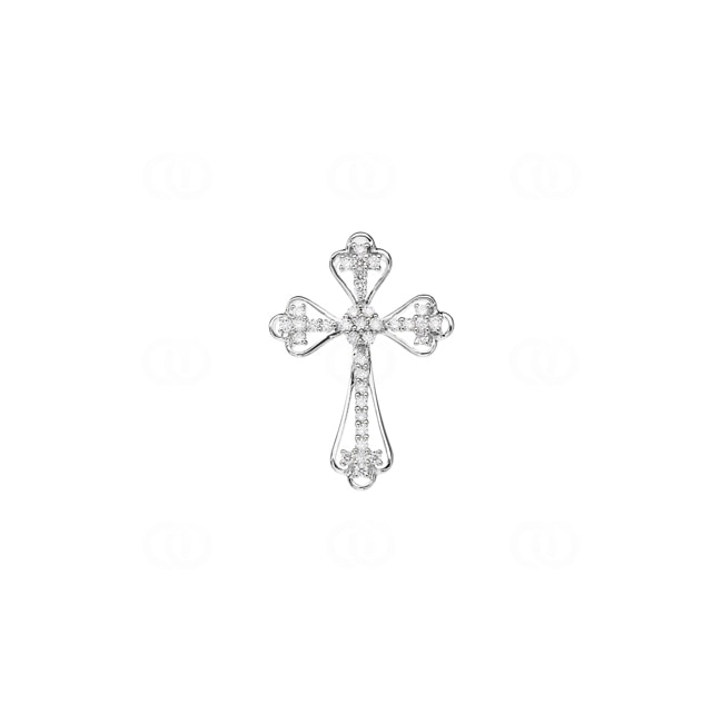 Pendentif croix or gris 750/18 ct avec diamants 0.36 ct H/si - AN-44570-WG