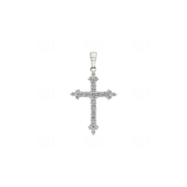 Pendentif croix or jaune 750/18 ct avec diamants 0.49 ct H/si - AN-31709-WG