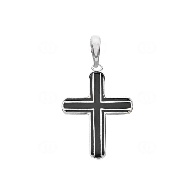 Cross Pendant 925 Silver rhodium-plated with black Lacquer 23 x 33mm Cross Pendant 925 Silver rhodium-plated with black Lacquer 23 x 33mm - AH925036