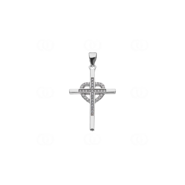 Cross Pendant 925 Silver rhodium-plated with Cubic Zirconia 19 x 30mm Cross Pendant 925 Silver rhodium-plated with Cubic Zirconia 19 x 30mm - AH925019
