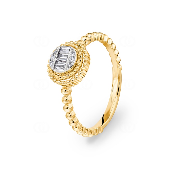 Bague or jaune 750/18 ct avec diamants 0.12 ct H/si - RI-12514-GG