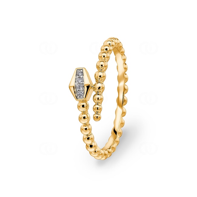 Dots Ring 750/18 K Yellow Gold Snake with Diamonds 0.02 ct H/si - RI-73462-GG