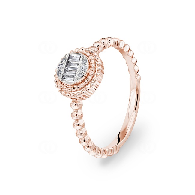 Kugelring 750/18 K Roségold mit Diamanten 0.12 ct H/si - RI-12514-RG