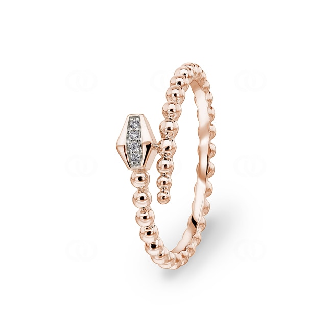 Kugelring 750/18 K Roségold Schlange mit Diamanten 0.02 ct H/si - RI-73462-RG