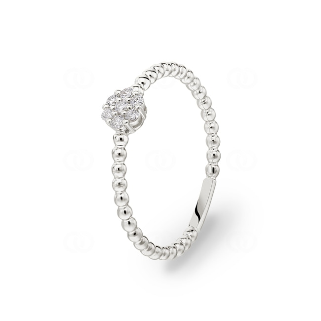 Dots Ring 750/18 K White Gold with Diamonds 0.10 ct H/si - RI-39530-WG