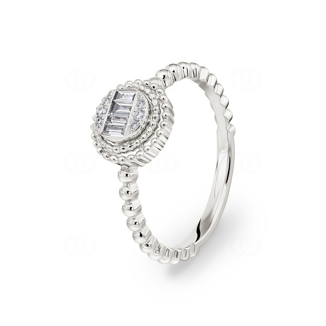 Kugelring 750/18 K Weissgold mit Diamanten 0.12 ct H/si - RI-12514-WG