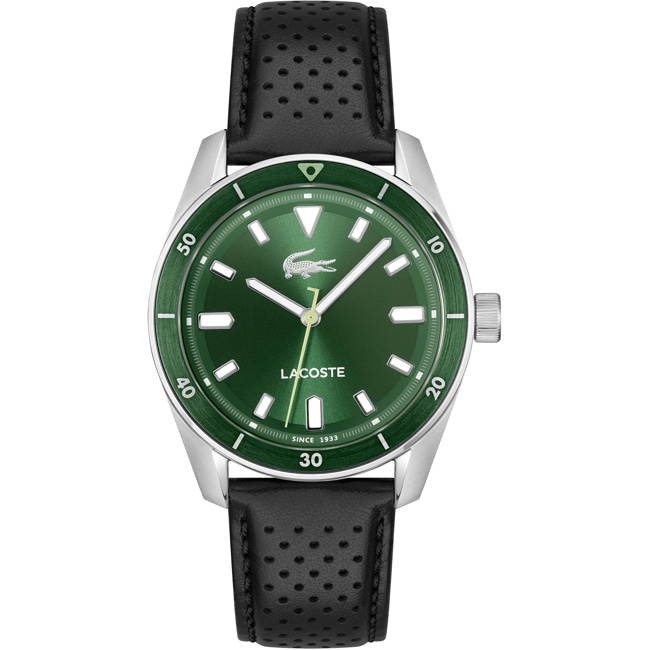 Lacoste Boston En Cuir Noir / Argenté & Vert 39mm - 2011423