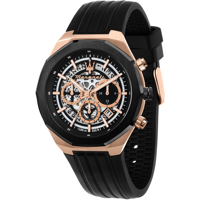Maserati Stile Skeleton Chronograph Schwarz / Rosé - R8871642003