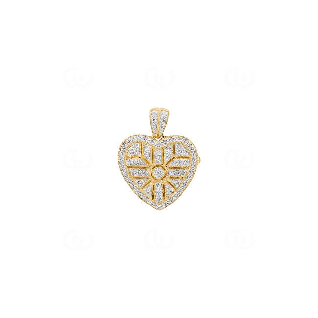 Medaillon 750/18 K Yellow Gold with Diamonds 0.33 ct H/si, Heart - AN-24587-GG