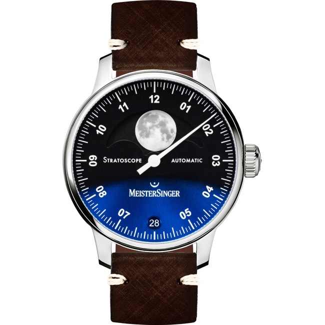 MeisterSinger Stratoscope Moonphase Black with sunburst blue - ST982