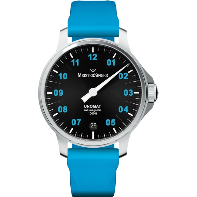 MeisterSinger Unomat Black with Arctic Blue - UN902BLU