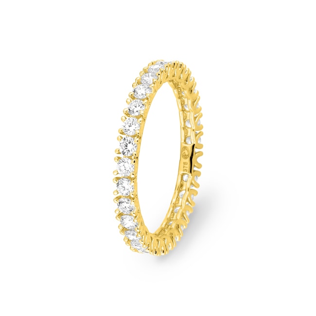 Bague mémoire or jaune 375/9 ct avec diamants de laboratoire - 9KLGDW50Y