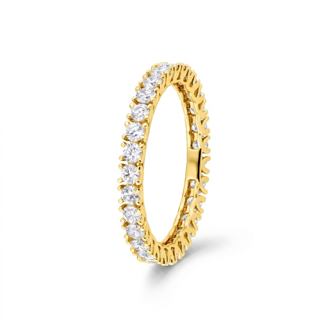 Bague mémoire or jaune 375/9 ct avec diamants de laboratoire - 9KLGDW50Y