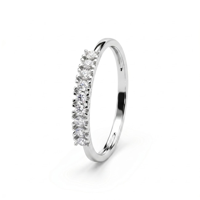 Bague mémoire or gris 375/9 ct avec diamants de laboratoire 0.20 ct - 9KLGD005W