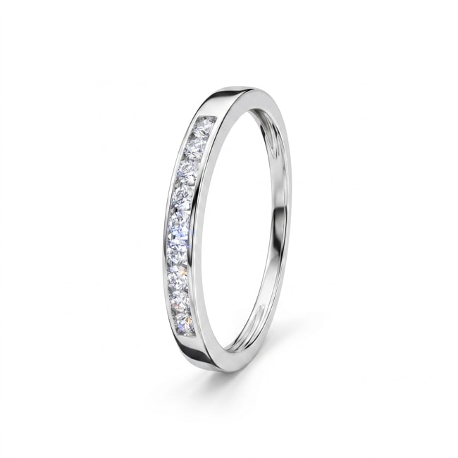 Mémoire Ring 375/9 K Weissgold mit Lab Grown Diamanten 0.20 ct - 9KLGD183W