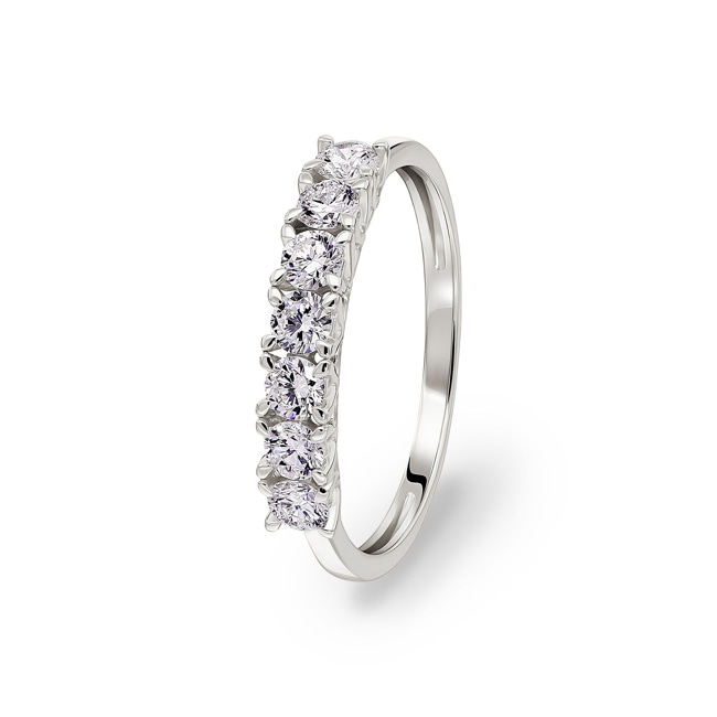 Bague mémoire or gris 375/9 ct avec diamants de laboratoire 0.50 ct - 9KLGD007W