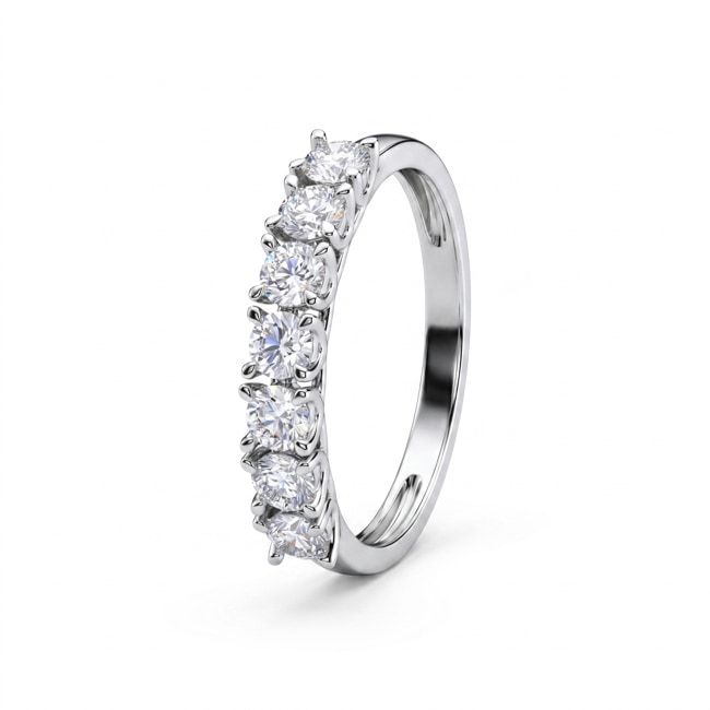 Bague mémoire or gris 375/9 ct avec diamants de laboratoire 0.70 ct - 9KLGD008W