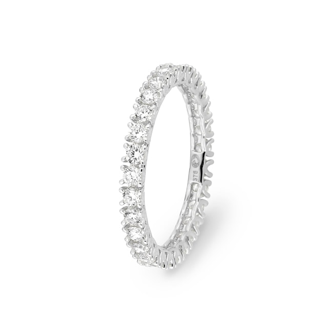 Bague mémoire or gris 375/9 ct avec diamants de laboratoire Bague mémoire or gris 375/9 ct avec diamants de laboratoire - 9KLGDW50W