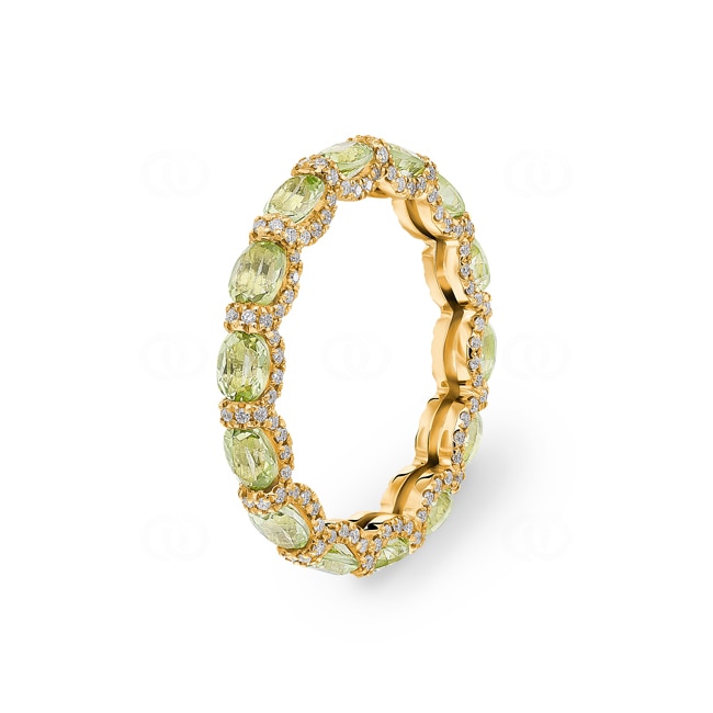 Mémoire-Ring 750/18 K Gelbgold mit Peridoten & Diamanten 0.41 ct H/si - RI-118320-PER-GG