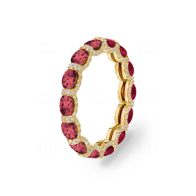 Eternity Ring 750/18 K Yellow Gold with Rubies & Diamonds 0.41 ct H/si - RI-118320-RUB-GG