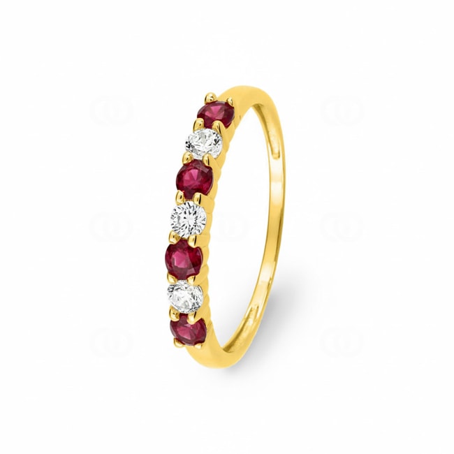 Eternity Ring 750/18 K Yellow Gold with Rubies and Cubic Zirconia - 1.206.R0