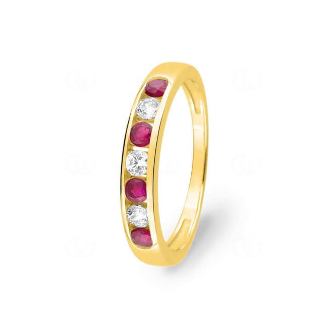 Mémoire-Ring 750/18 K Gelbgold mit Rubinen & Zirkonia - 1.220.R0