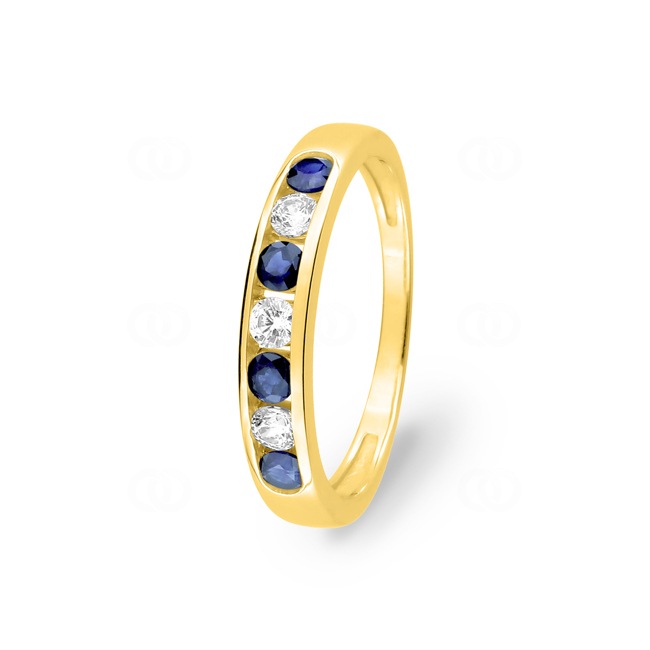 Eternity Ring 750/18 K Yellow Gold with Sapphires & Cubic Zirconia - 1.220.S0