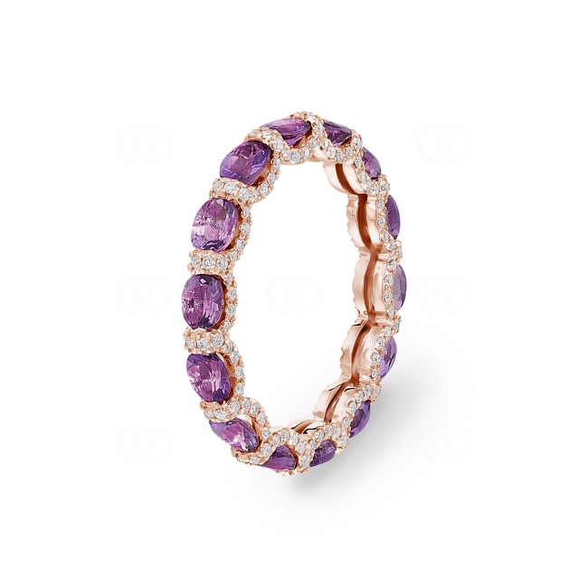 Mémoire-Ring 750/18 K Roségold mit Amethysten & Diamanten 0.41 ct H/si Mémoire-Ring 750/18 K Roségold mit Amethysten & Diamanten 0.41 ct H/si - RI-118320-AME-RG