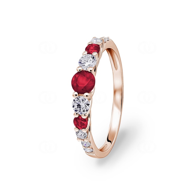 Bague Mémoire or rosé 750/18 ct avec rubis & diamants 0.35 ct H/si - RI-73391-RUB-RG