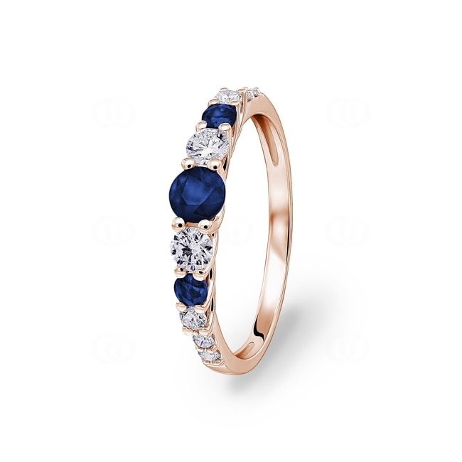 Mémoire Ring 750/18 K Roségold mit Saphiren & Diamanten 0.35 ct H/si - RI-73391-SAF-RG