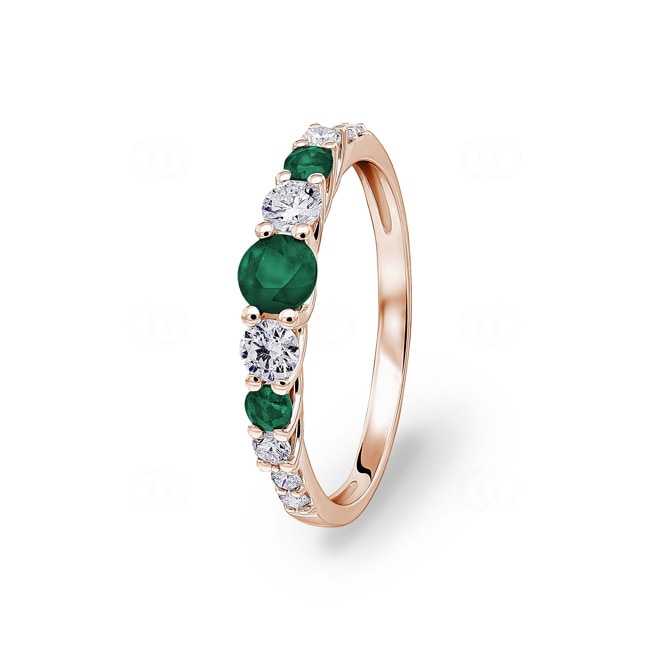 Eternity Ring 750/18 K Rose Gold with Emeralds & Diamonds 0.35 ct H/si - RI-73391-SMA-RG