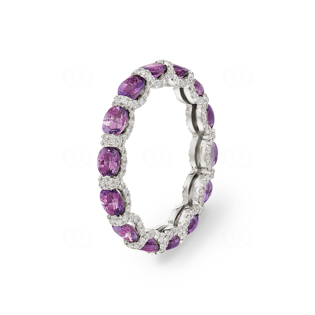 Mémoire-Ring 750/18 K Weissgold mit Amethysten & Diamanten 0.41 ct H/si Mémoire-Ring 750/18 K Weissgold mit Amethysten & Diamanten 0.41 ct H/si - RI-118320-AME-WG