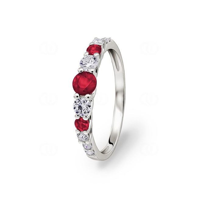 Eternity Ring 750/18 K White Gold with Rubies & Diamonds 0.35 ct H/si - RI-73391-RUB-WG