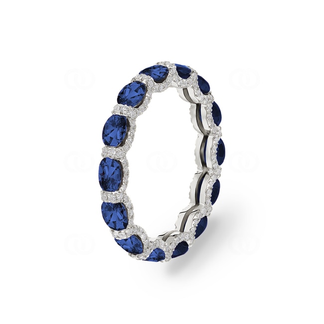 Mémoire-Ring 750/18 K Weissgold mit Saphiren & Diamanten 0.41 ct H/si Mémoire-Ring 750/18 K Weissgold mit Saphiren & Diamanten 0.41 ct H/si - RI-118320-SAF-WG
