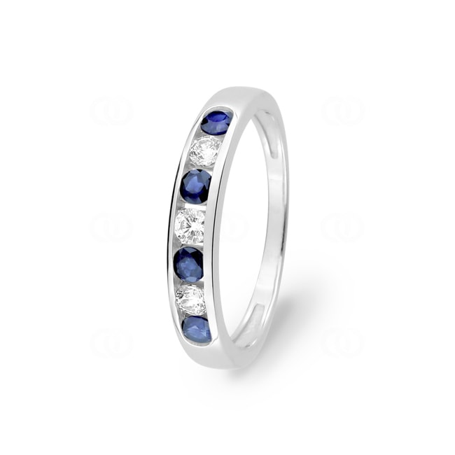Eternity Ring 750/18 K White Gold with Sapphires and Cubic Zirconia - 1.220.S1