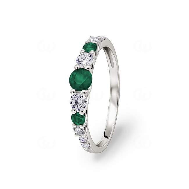 Eternity Ring 750/18 K White Gold with Emeralds & Diamonds 0.35 ct H/si - RI-73391-SMA-WG