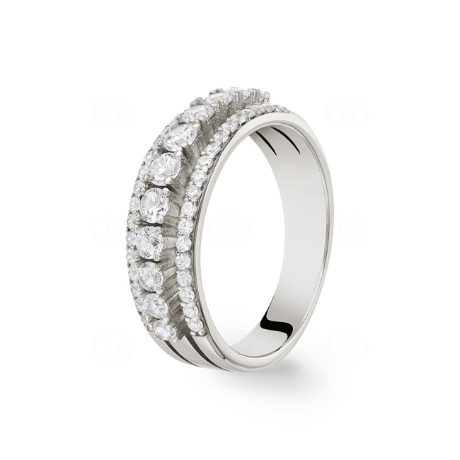 Mémoire-Ring 925 Silber rhodiniert mit Zirkonia - ASRZ74Z